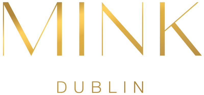 Gold 'MINK Dublin' logo on a white background